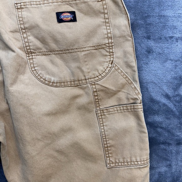 Dickies Pants Mens 38x32 Tan Canvas Workwear Carpenter Distressed/Beltloop - Picture 8 of 16